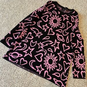 dELiA*s Cosmo Printed Oversized Sweater